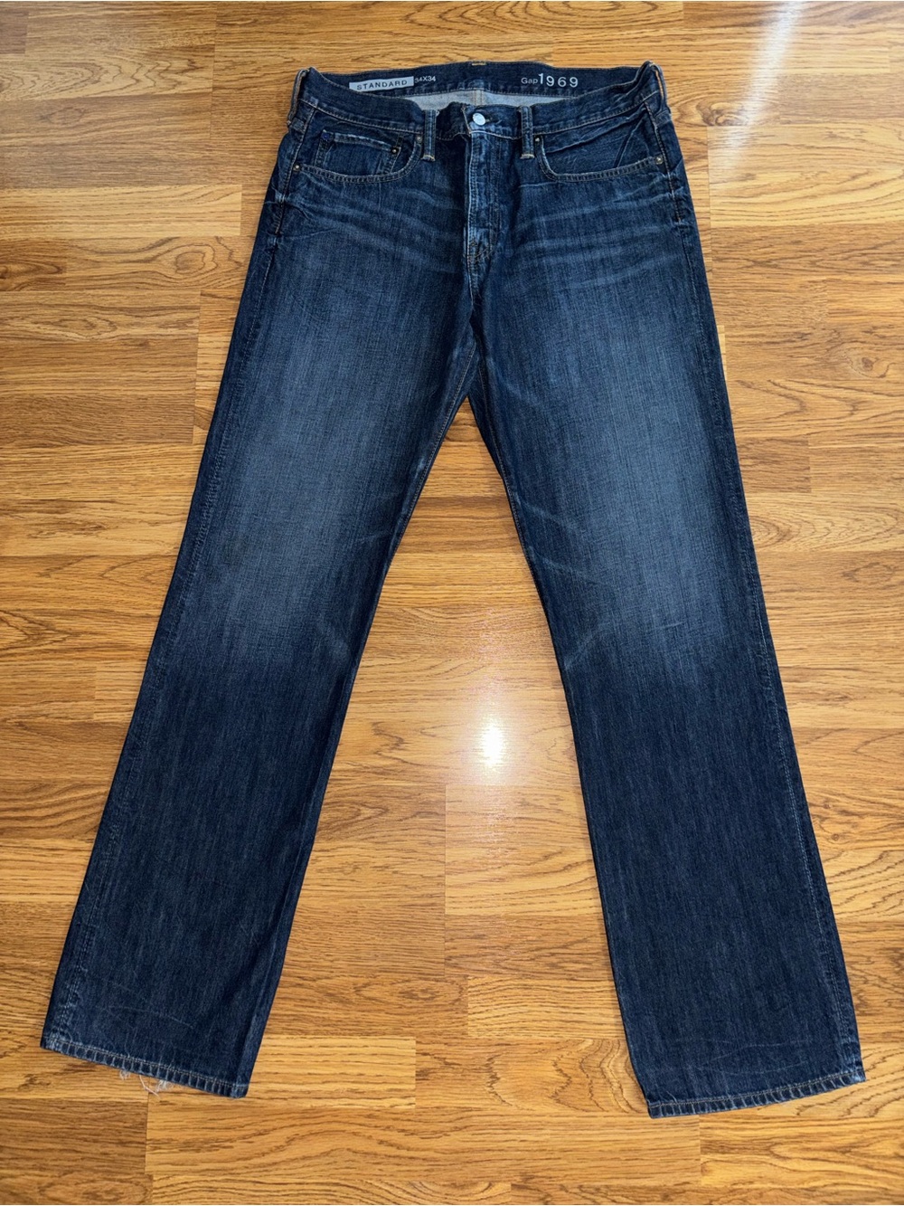 Gap Jeans Standard Fit Straight Leg Men’s Size 34x34 Distressed Dark Wash Cotton